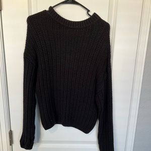 Black cable knit drop shoulder sweater